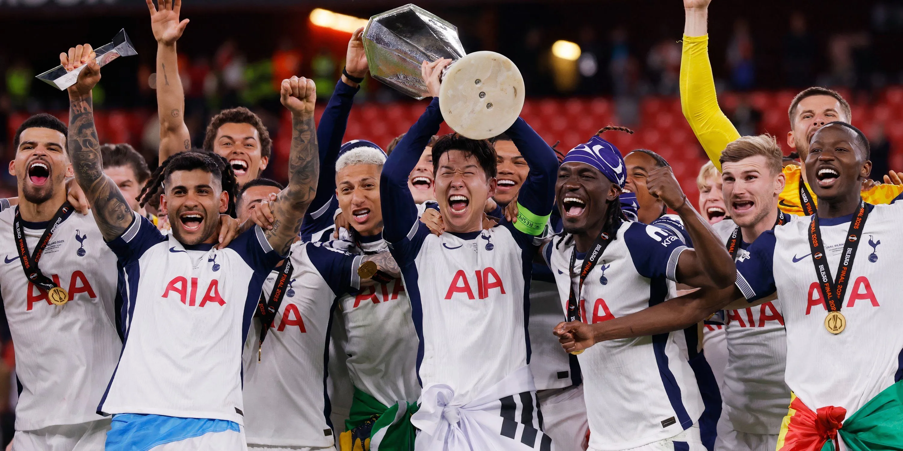 Các cầu thủ chủ chốt của Tottenham như Son Heung-min, Cristian Romero và Yves Bissouma trong trận đấu tại giải châu Âu.