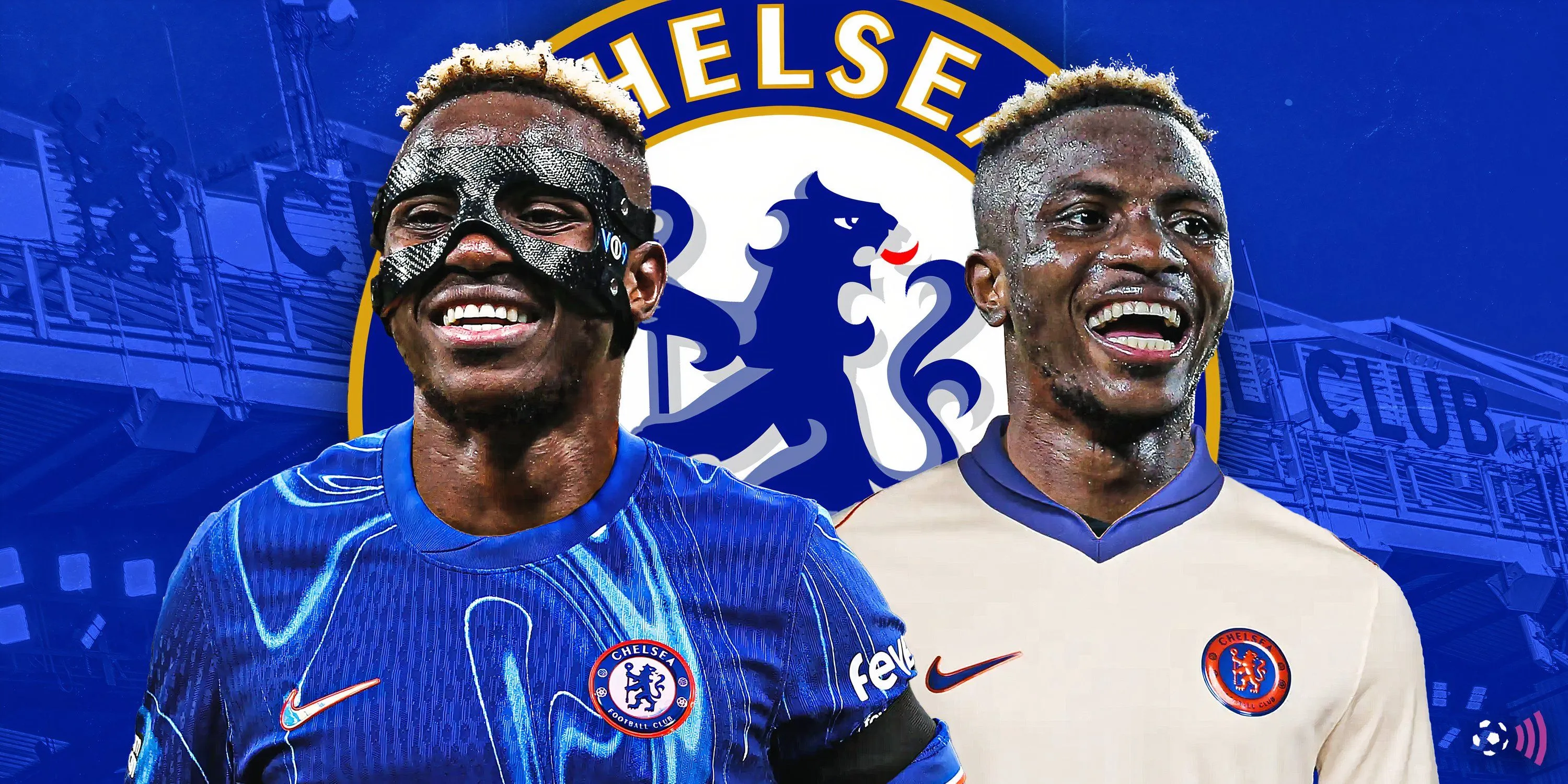 Victor Osimhen trong bộ đồ thiết kế áo Chelsea