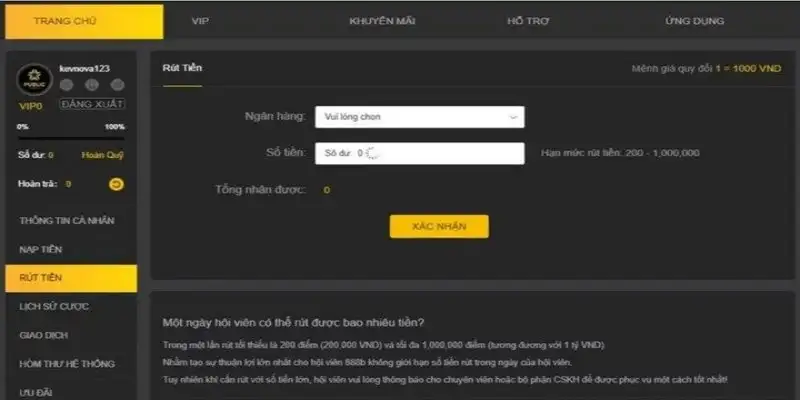 Rút tiền Vinbet dễ dàng, an toàn với nhiều phương thức